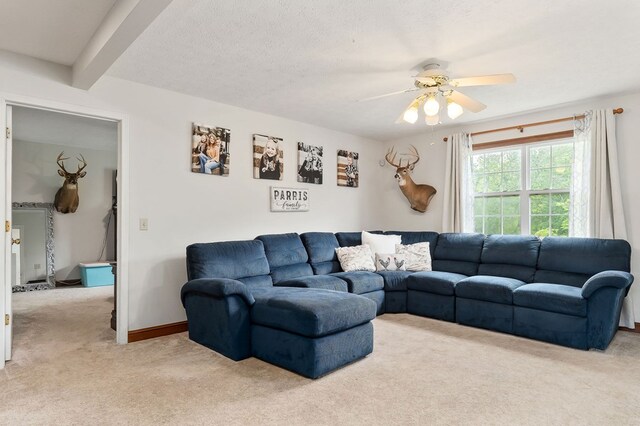 1841 SW Jones Chapel Rd, Byrdstown, TN 38549 - living room featuring light colored carpet and ceiling fan