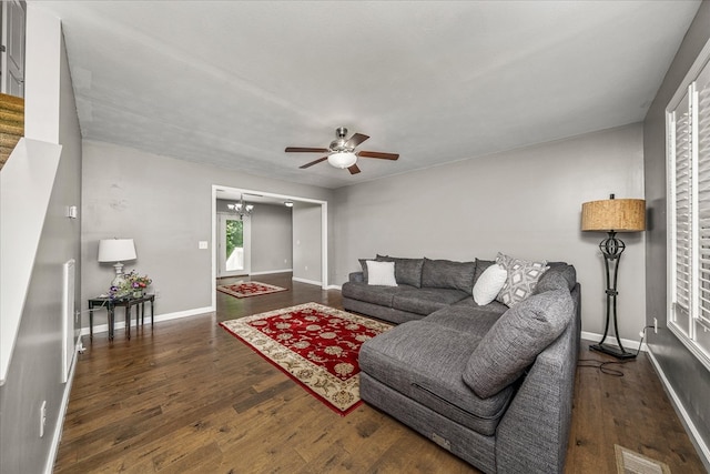 139 Rachelle Pl, Baxter, TN 38544 - living area with wood finished floors, ceiling fan, and a chandelier