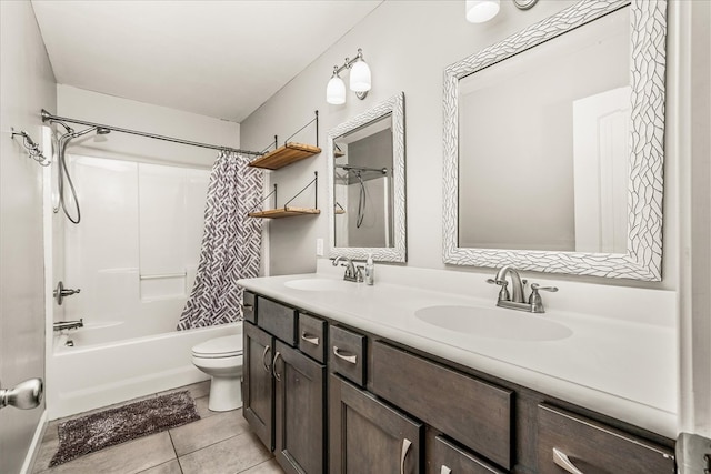 139 Rachelle Pl, Baxter, TN 38544 - bathroom with double vanity, shower / bath combination with curtain, and tile patterned floors