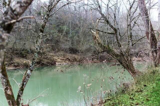 property view of water with a wooded view