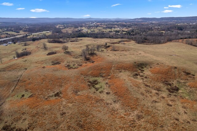 aerial view with a mountain view and a rural view