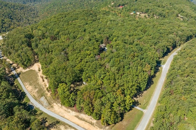 bird's eye view featuring a view of trees