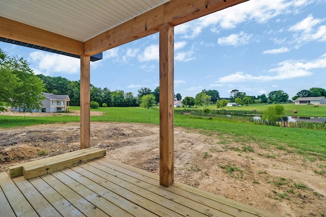 819 Hack Beaty Rd, Grimsley, TN 38565 - wooden terrace featuring a water view and view of wooded area