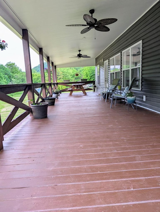 3569 Dry Mill Creek Rd, Hilham, TN 38568 - wooden porch with a ceiling fan