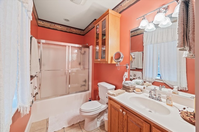 292 Mclerran Cemetery Rd, Moss, TN 38575 - full bathroom with tile patterned flooring, vanity, and enclosed tub / shower combo