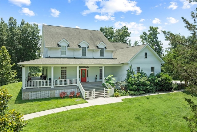 292 Mclerran Cemetery Rd, Moss, TN 38575 - farmhouse with covered porch, a front yard, and a shingled roof