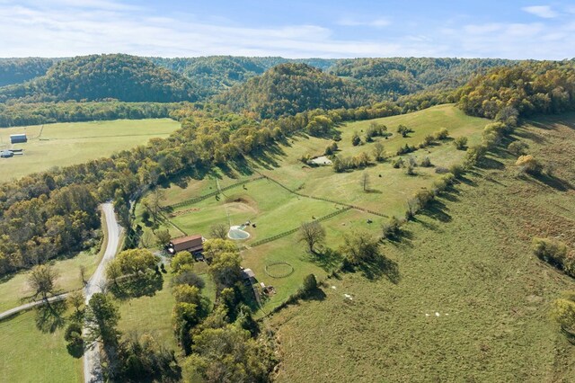 birds eye view of property with a rural view