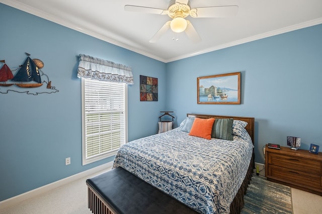 169 Prosperity Dr, Baxter, TN 38544 - bedroom with carpet floors, crown molding, baseboards, and a ceiling fan