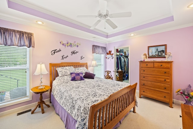 169 Prosperity Dr, Baxter, TN 38544 - bedroom featuring light carpet, a raised ceiling, crown molding, baseboards, and recessed lighting
