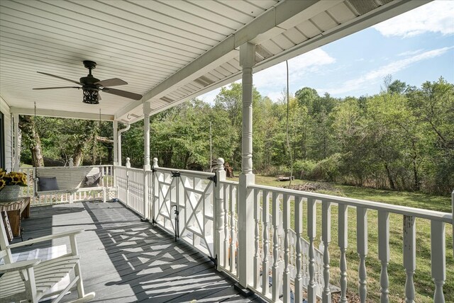 view of patio / terrace with covered porch and a ceiling fan