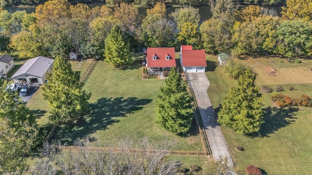 aerial view featuring a rural view