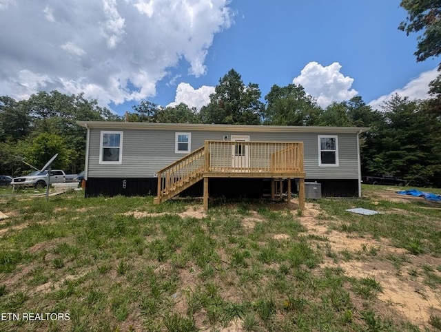 216 Valerie Dr, Deer Lodge, TN 37726 - back of house featuring a wooden deck and stairway