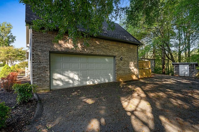 view of detached garage