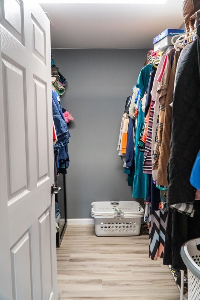 walk in closet featuring light wood-style floors