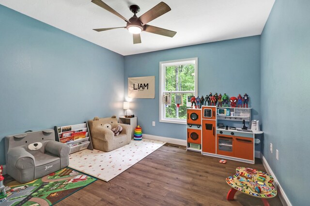 98 Paso Fino Trl, Jamestown, TN 38556 - game room with ceiling fan, baseboards, and wood finished floors