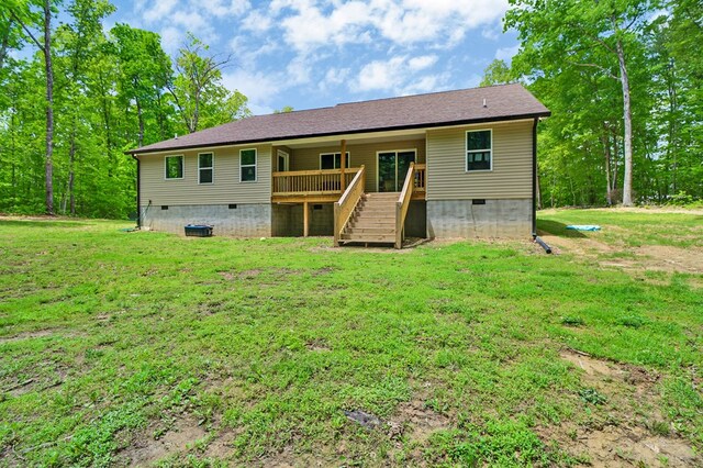 98 Paso Fino Trl, Jamestown, TN 38556 - back of house featuring crawl space, stairway, a deck, and a yard