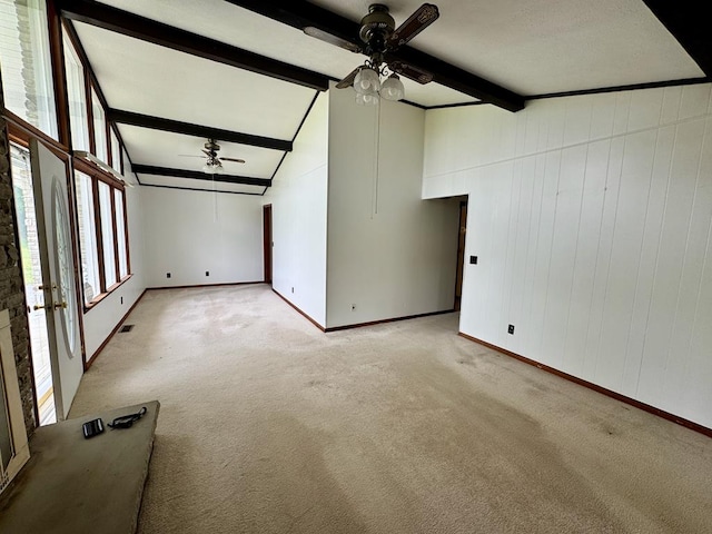 1039 Old Martha Washington Rd, Clarkrange, TN 38553 - unfurnished living room with a ceiling fan and light colored carpet
