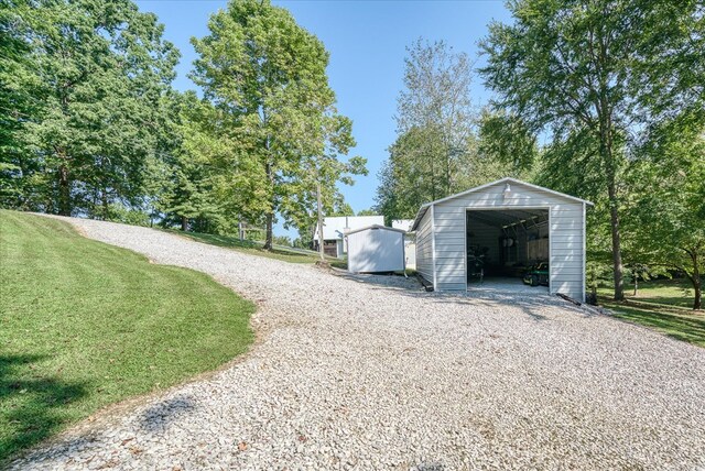 exterior space with gravel driveway