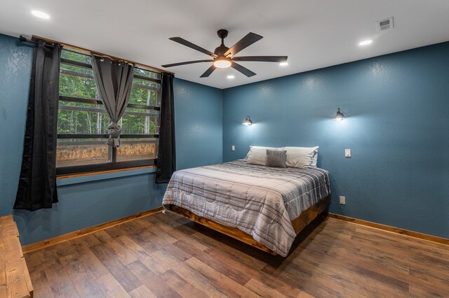 294 Big Piney Loop, Wilder, TN 38589 - bedroom with a baseboard heating unit, wood finished floors, baseboards, recessed lighting, and a ceiling fan