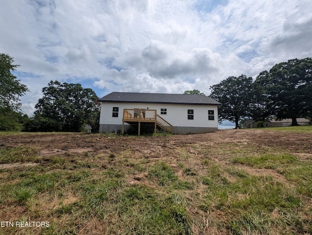 249 Old Grimsley Ct, Grimsley, TN 38565 - rear view of house featuring a wooden deck and stairs