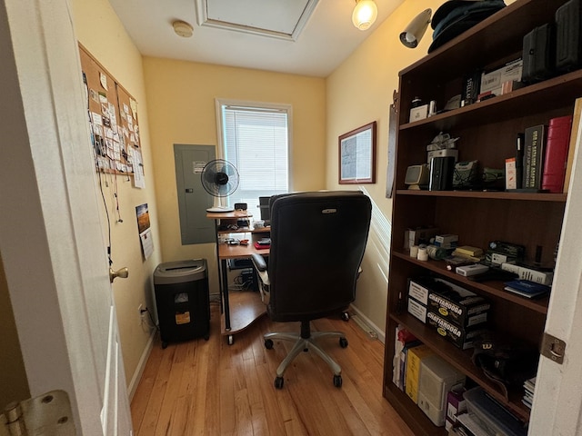 1032 Kendall Smith Rd, Pikeville, TN 37367 - office featuring electric panel and light wood-type flooring