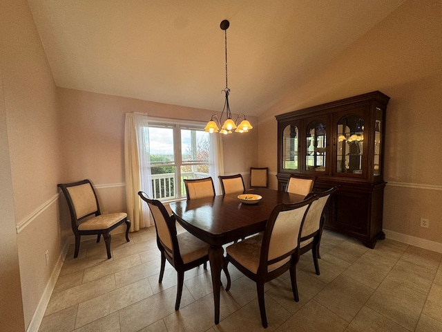 1032 Kendall Smith Rd, Pikeville, TN 37367 - dining space featuring lofted ceiling, a chandelier, and light tile patterned floors
