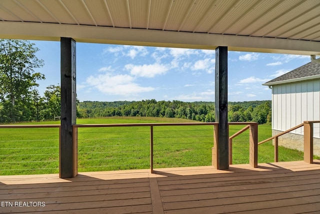 320 Ridge Ln, Monterey, TN 38574 - wooden deck with a forest view, a yard, and a view of rural / pastoral area