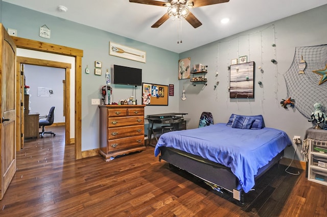 2810 Stockton Rd, Jamestown, TN 38556 - bedroom with wood finished floors, an office area, and a ceiling fan
