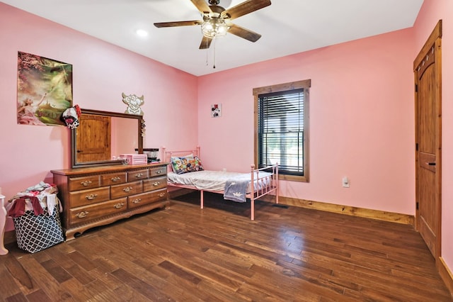 2810 Stockton Rd, Jamestown, TN 38556 - bedroom featuring dark wood-type flooring and ceiling fan