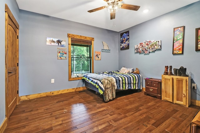 2810 Stockton Rd, Jamestown, TN 38556 - bedroom featuring wood finished floors, ceiling fan, and recessed lighting