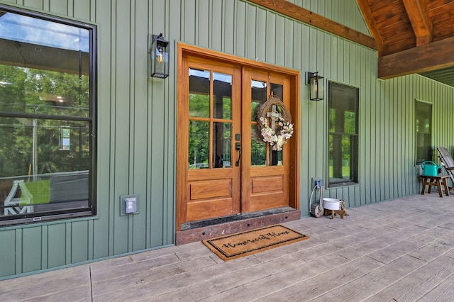 2810 Stockton Rd, Jamestown, TN 38556 - property entrance with board and batten siding and french doors