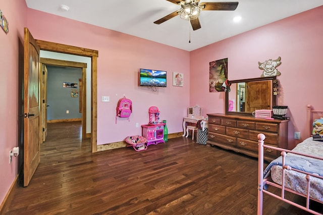 2810 Stockton Rd, Jamestown, TN 38556 - bedroom featuring wood finished floors, a ceiling fan, and recessed lighting