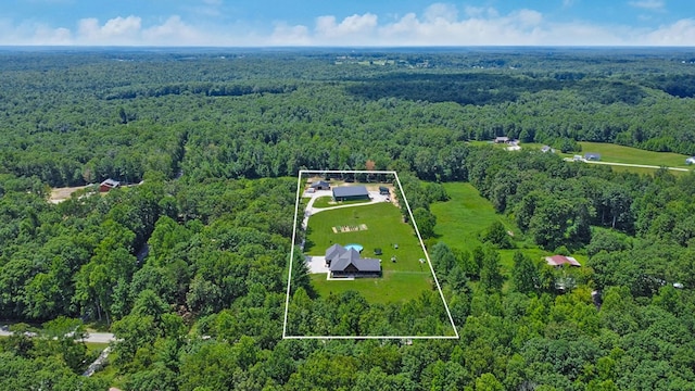 2810 Stockton Rd, Jamestown, TN 38556 - aerial view of property and surrounding area featuring a heavily wooded area and property parcel outlined