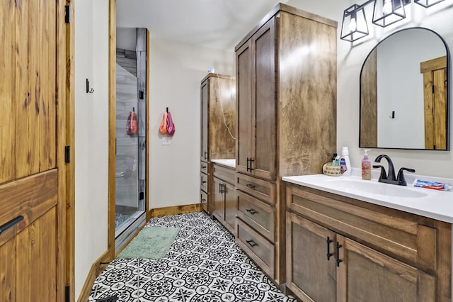 2810 Stockton Rd, Jamestown, TN 38556 - full bath with vanity, a shower stall, and tile patterned flooring