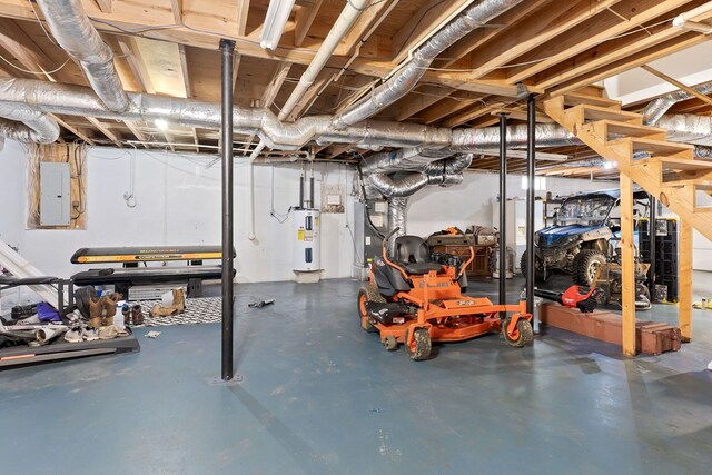 2876 Hilham Hwy, Hilham, TN 38568 - unfinished basement with electric water heater, electric panel, and heating unit