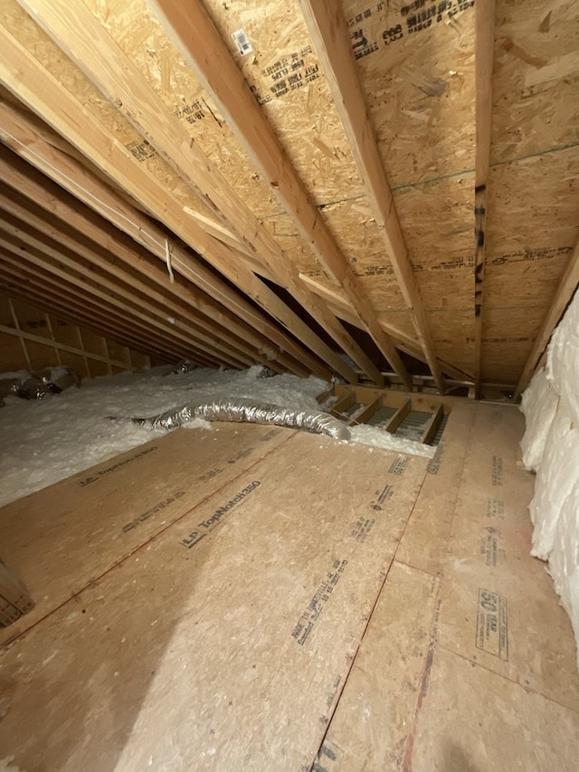 view of unfinished attic