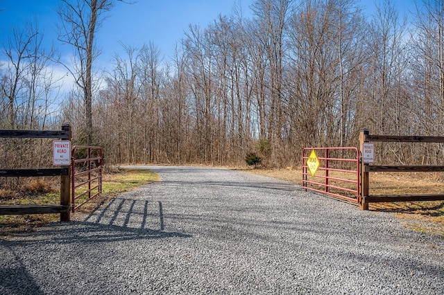 view of road featuring a gate