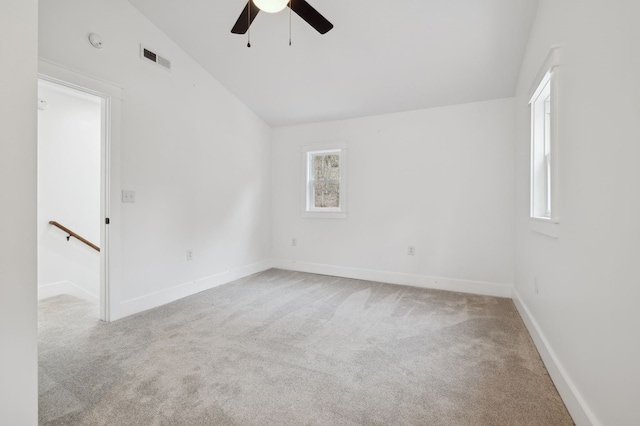 1069 Pleasant Shade Hwy, Pleasant Shade, TN 37145 - spare room featuring vaulted ceiling, carpet floors, a ceiling fan, and a smoke detector