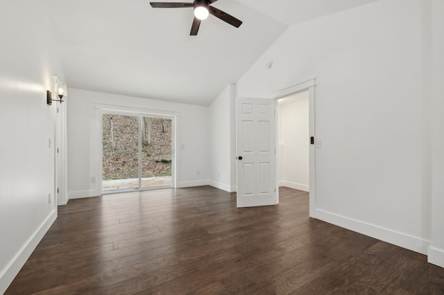 1069 Pleasant Shade Hwy, Pleasant Shade, TN 37145 - unfurnished room with a ceiling fan, vaulted ceiling, and dark wood finished floors