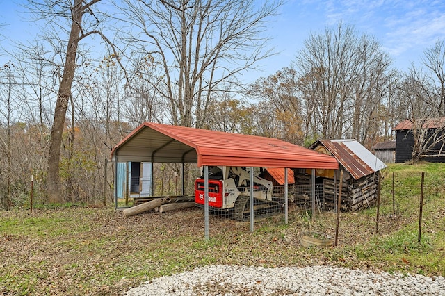 exterior space featuring a detached carport