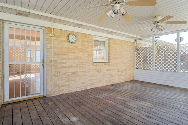 wooden terrace with ceiling fan