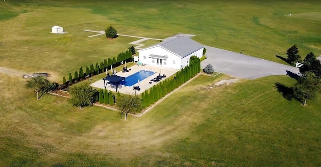 drone / aerial view with a rural view