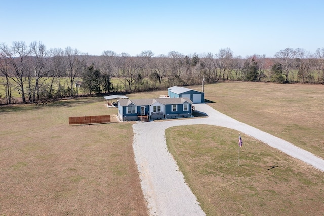 bird's eye view with a rural view