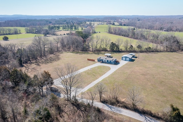 drone / aerial view featuring a rural view