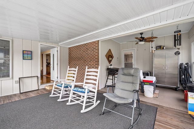 view of patio with a ceiling fan