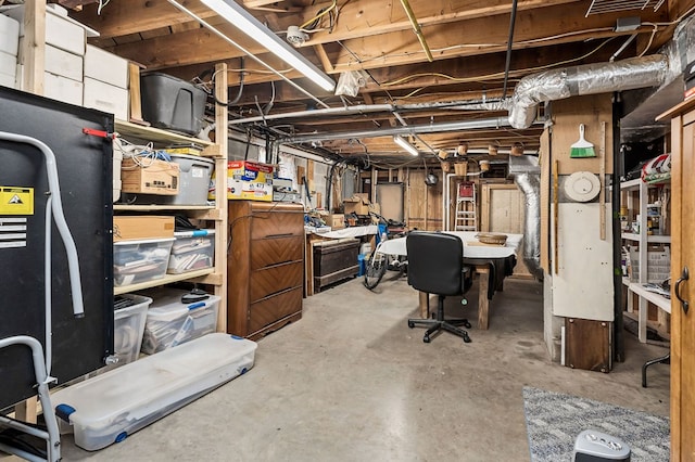 view of unfinished basement