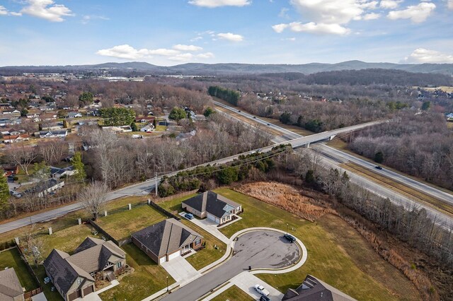 aerial view with a residential view and a mountain view