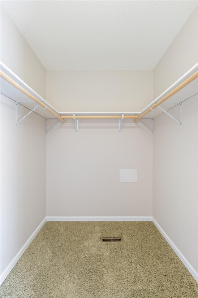 walk in closet featuring visible vents and carpet flooring