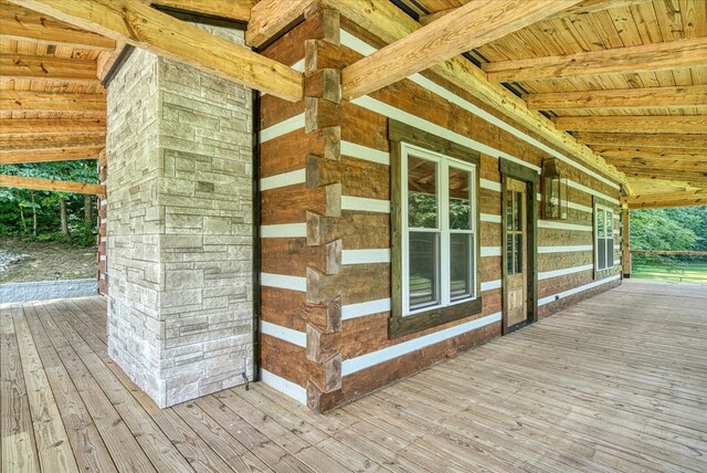 wooden deck with covered porch