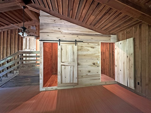 additional living space with wood finished floors, wood walls, and wooden ceiling